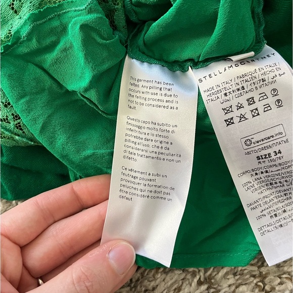 Stella McCartney Silk Mix Knit Sweater Lace Dress Kelly Green Women's Size 34/XS - Picture 12 of 16
